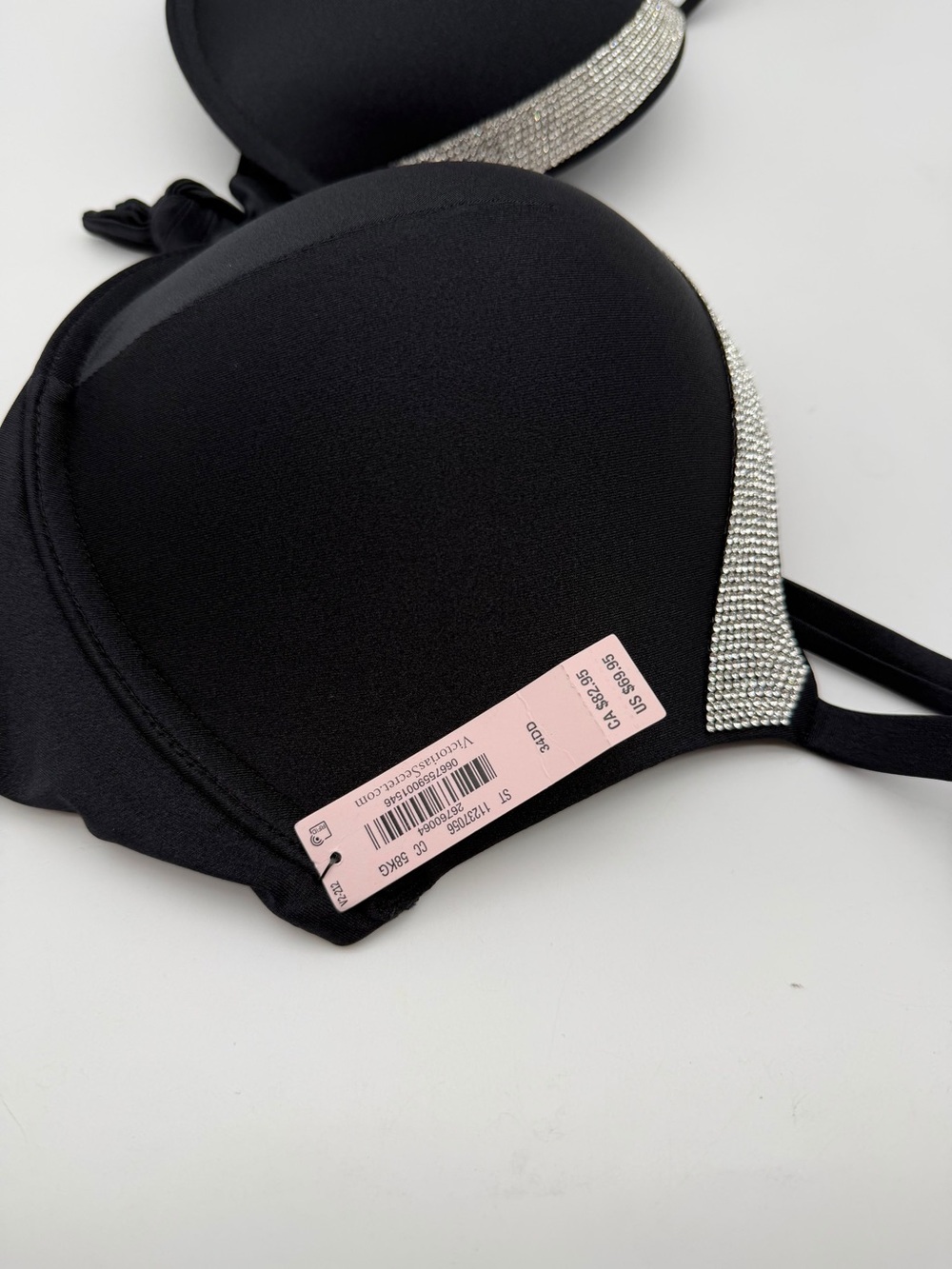 Victorias‎ Secret Bikini Top Black Plunge with Silver Trim 34DD - Picture 4 of 5